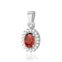 Zawieszka z białego złota 585 z granatem i diamentami 0,095ct The Diamonds