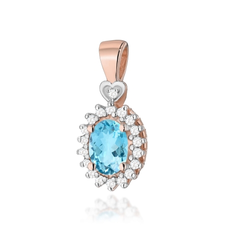 Przejdź do produktu Zawieszka z różowego złota 585 z topazem i diamentami 0,095ct The Diamonds