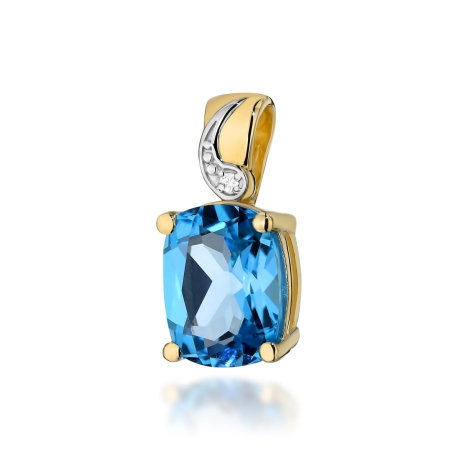 Przejdź do produktu Zawieszka z żółtego złota 585 z topazem i diamentem 0,005ct The Diamonds