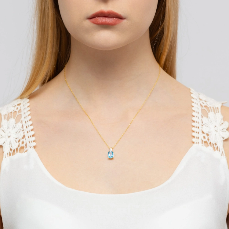 Zawieszka z żółtego złota 585 z topazem i diamentem 0,005ct The Diamonds