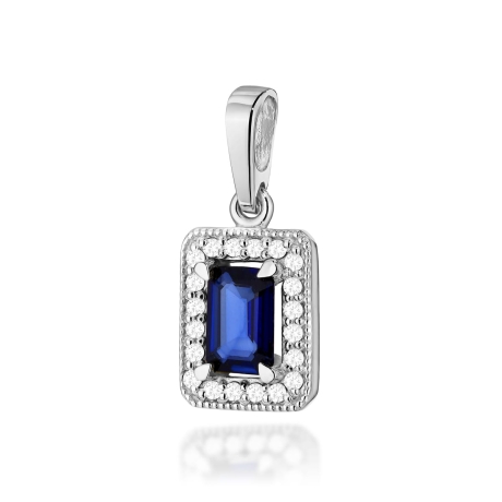Przejdź do produktu Zawieszka z białego złota 585 z szafirem i diamentami 0,10ct The Diamonds