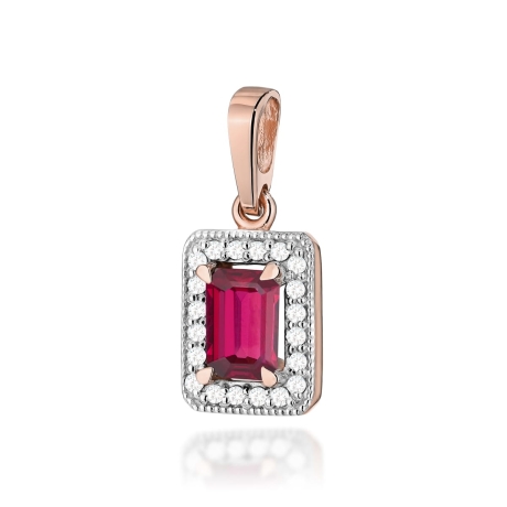 Przejdź do produktu Zawieszka z różowego złota 585 z rubinem i diamentami 0,10ct The Diamonds 