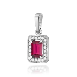 Zawieszka z białego złota 585 z rubinem i diamentami 0,10ct The Diamonds
