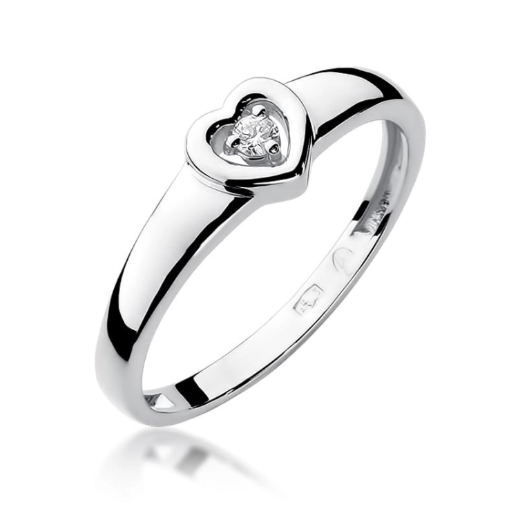 Pierścionek zaręczynowy z białego złota z diamentem 0,04ct Fire Of Love