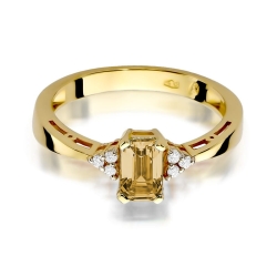 Pierścionek zaręczynowy z żółtego złota z cytrynem i diamentami 0,03ct Fire Of Love