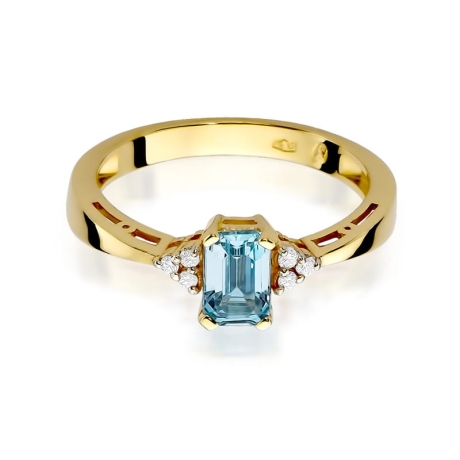 Przejdź do produktu Pierścionek zaręczynowy z żółtego złota z topazem i diamentami 0,03ct Fire Of Love