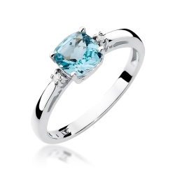 Pierścionek zaręczynowy z białego złota z topazem i diamentami 0,03ct Fire Of Love