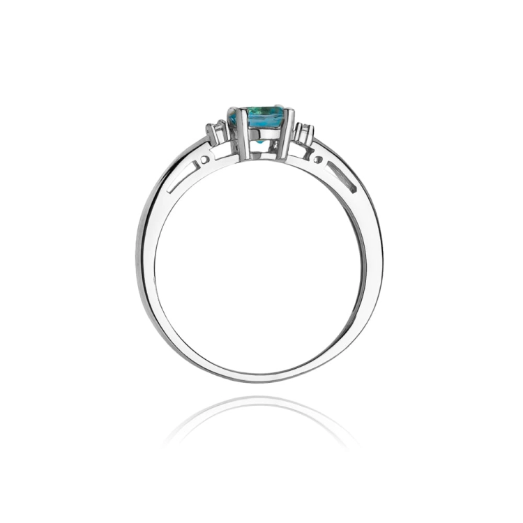 Pierścionek zaręczynowy z białego złota z topazem i diamentami 0,03ct Fire Of Love