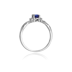 Pierścionek zaręczynowy z białego złota z tanzanitem i diamentami 0,05ct Fire Of Love