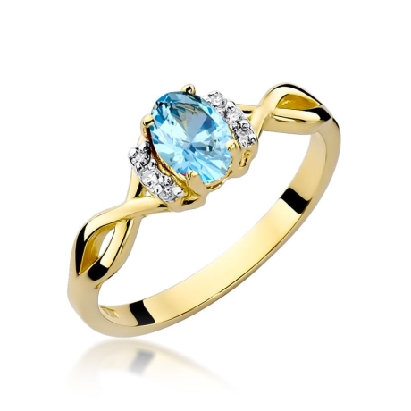 Przejdź do produktu Pierścionek zaręczynowy z żółtego złota z topazem i diamentami 0,06ct Fire Of Love