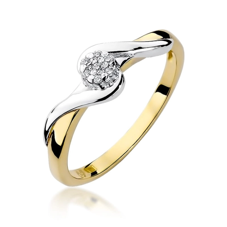 Pierścionek zaręczynowy z żółtego złota z brylantami 0,04ct Fire Of Love