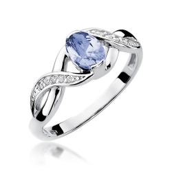 Pierścionek zaręczynowy z białego złota z tanzanitem i diamentami 0,05ct Fire Of Love