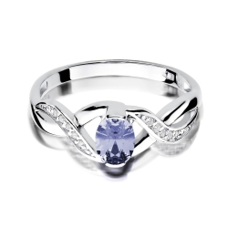 Pierścionek zaręczynowy z białego złota z tanzanitem i diamentami 0,05ct Fire Of Love