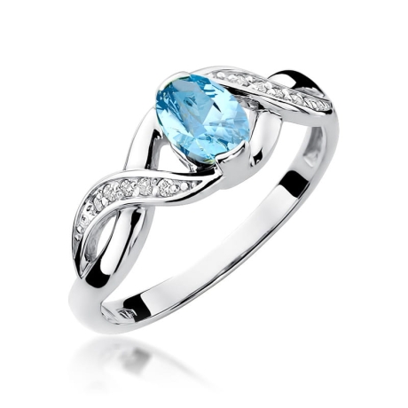 Przejdź do produktu Pierścionek zaręczynowy z białego złota z topazem i diamentami 0,05ct Fire Of Love