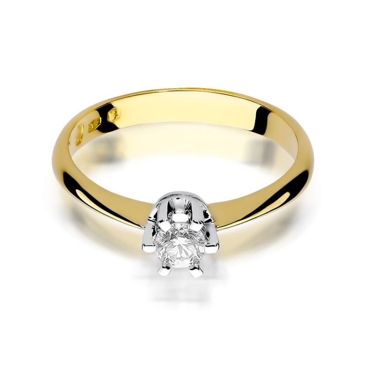 Pierścionek zaręczynowy z żółtego złota z brylantem 0,23ct Fire Of Love