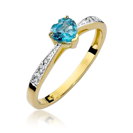 Przejdź do produktu Pierścionek zaręczynowy z żółtego złota z topazem i diamentami 0,03ct Fire Of Love 