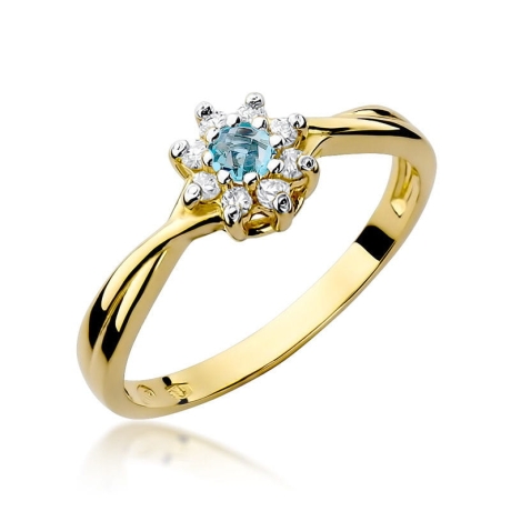 Przejdź do produktu Pierścionek zaręczynowy z żółtego złota z topazem i diamentami 0,12ct Fire Of Love 