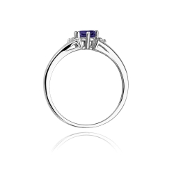Pierścionek zaręczynowy z białego złota z tanzanitem i diamentami 0,03ct Fire Of Love