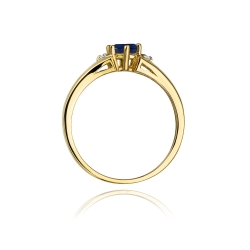 Pierścionek zaręczynowy z żółtego złota z szafirem i diamentami 0,03ct Fire Of Love
