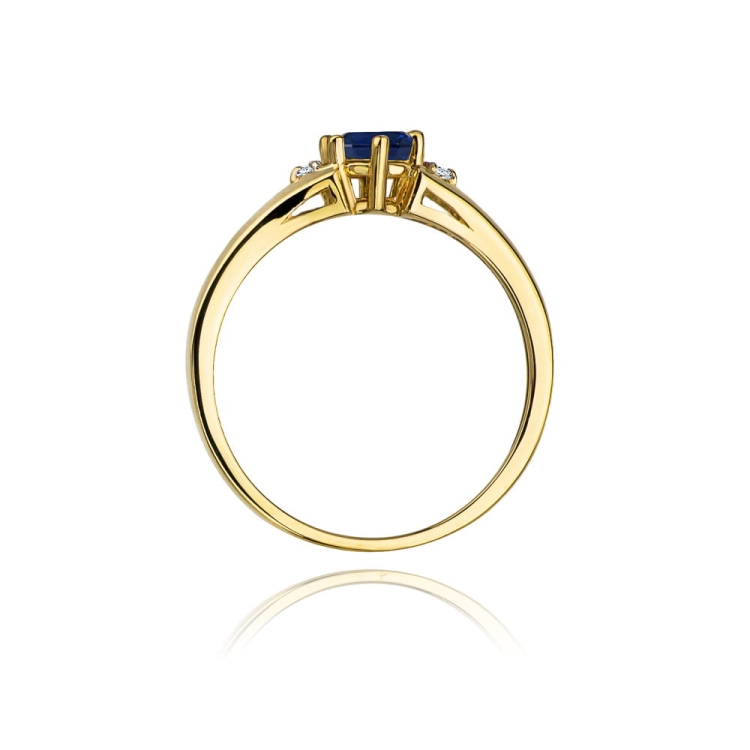 Pierścionek zaręczynowy z żółtego złota z szafirem i diamentami 0,03ct Fire Of Love