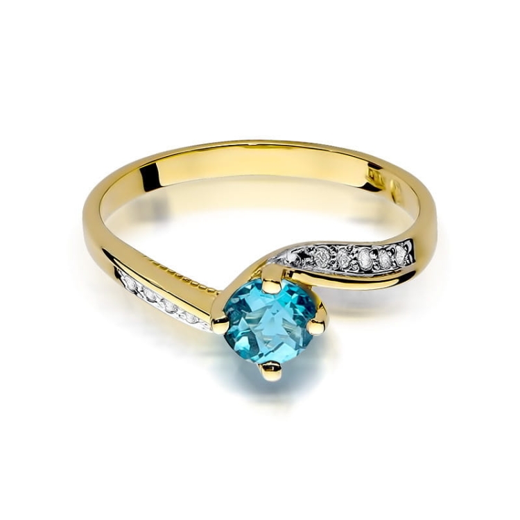 Pierścionek zaręczynowy z żółtego złota z topazem i diamentami 0,05ct Fire Of Love
