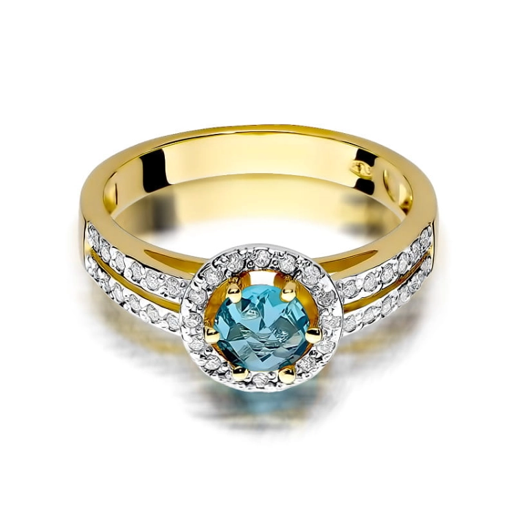 Pierścionek zaręczynowy z żółtego złota z topazem i diamentami 0,20ct Fire Of Love