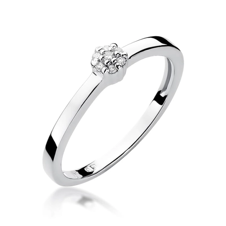 Pierścionek zaręczynowy z białego złota z diamentami 0,04ct Fire Of Love