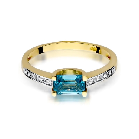 Przejdź do produktu Pierścionek zaręczynowy z żółtego złota z topazem i diamentami 0,03ct Fire Of Love