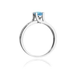 Pierścionek zaręczynowy z białego złota z topazem i diamentami 0,03ct Fire Of Love