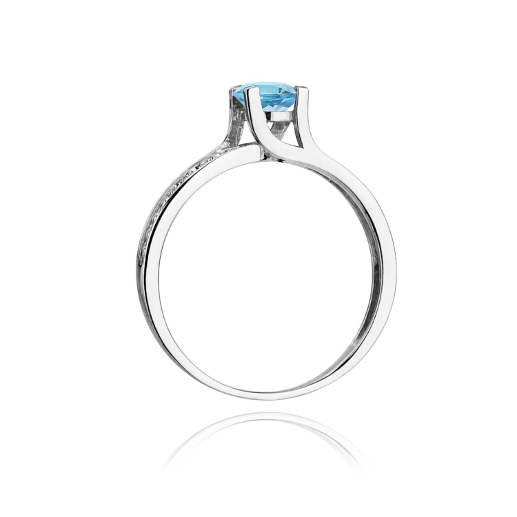 Pierścionek zaręczynowy z białego złota z topazem i diamentami 0,03ct Fire Of Love