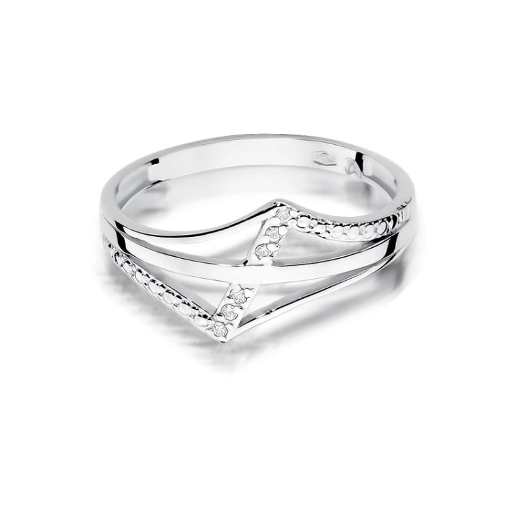 Pierścionek zaręczynowy z białego złota z brylantami 0,03ct Fire Of Love