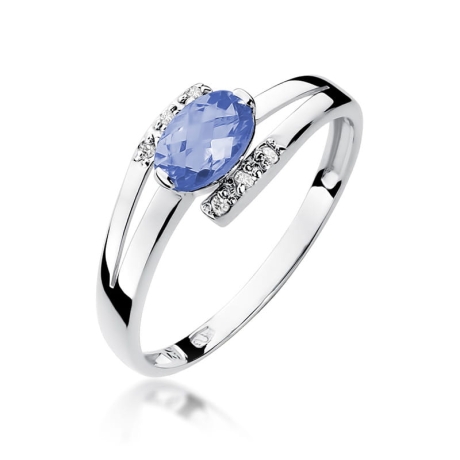 Przejdź do produktu Pierścionek zaręczynowy z białego złota z tanzanitem i diamentami 0,05ct Fire Of Love
