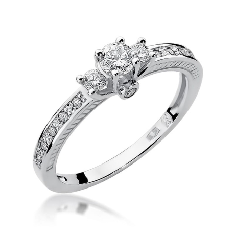 Przejdź do produktu Pierścionek zaręczynowy z białego złota z diamentami 0,42ct Fire Of Love 