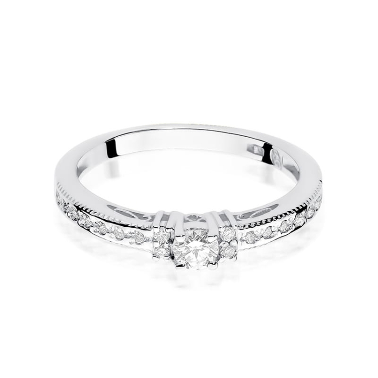 Pierścionek zaręczynowy z białego złota z brylantami 0,24ct Fire Of Love
