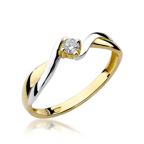 Przejdź do produktu Pierścionek zaręczynowy z żółtego złota z diamentem 0,08ct Fire Of Love