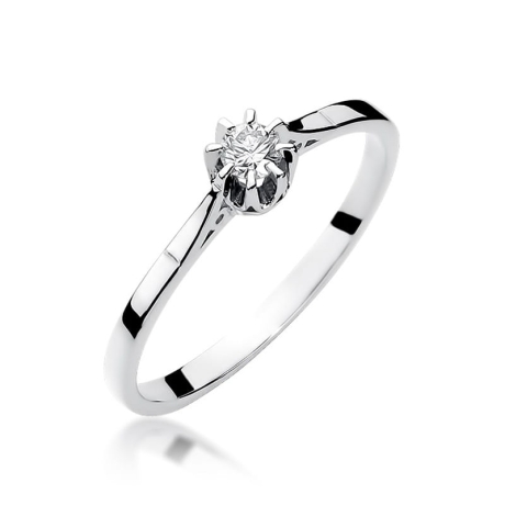 Przejdź do produktu Pierścionek zaręczynowy z białego złota z diamentem 0,08ct Fire Of Love 