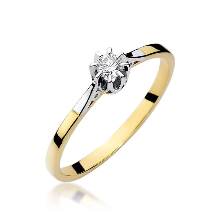 Pierścionek zaręczynowy z żółtego złota z diamentem 0,10ct Fire Of Love
