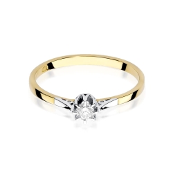 Pierścionek zaręczynowy z żółtego złota z diamentem 0,10ct Fire Of Love