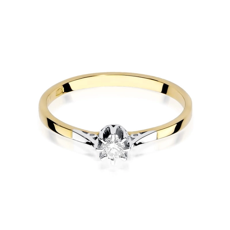 Pierścionek zaręczynowy z żółtego złota z diamentem 0,10ct Fire Of Love