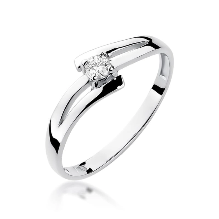 Pierścionek zaręczynowy z białego złota z diamentem 0,08ct Fire Of Love