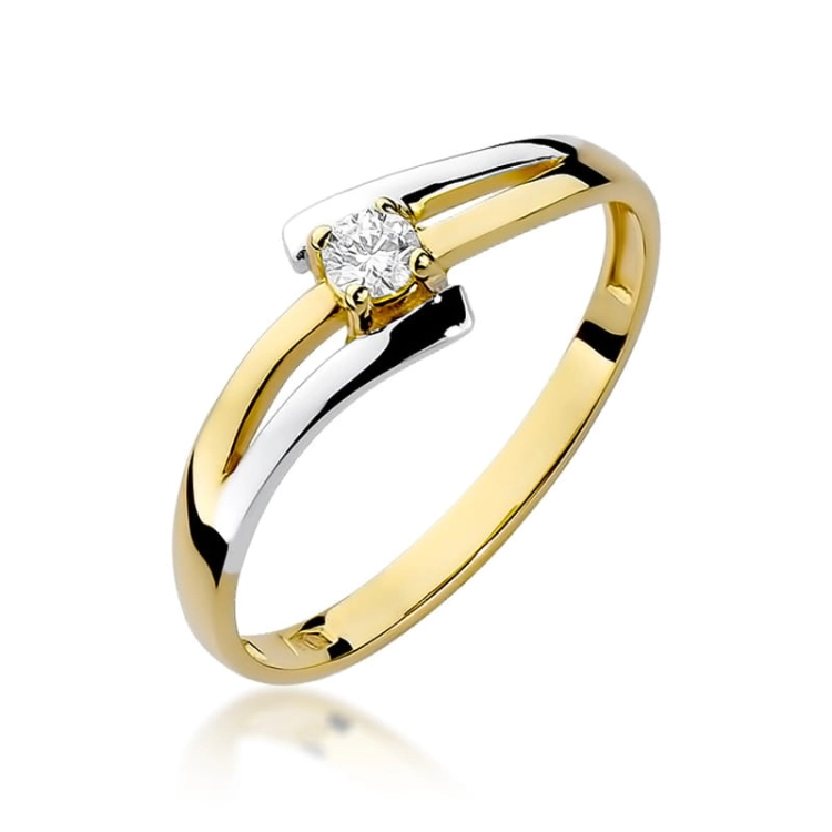 Pierścionek zaręczynowy z żółtego złota z diamentem 0,10ct Fire Of Love