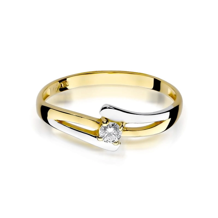 Pierścionek zaręczynowy z żółtego złota z diamentem 0,10ct Fire Of Love