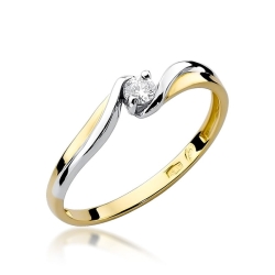 Pierścionek zaręczynowy z żółtego złota z diamentem 0,10ct Fire Of Love