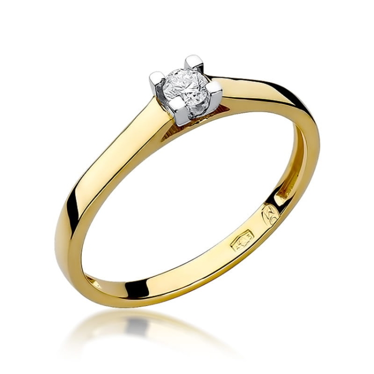 Pierścionek zaręczynowy z żółtego złota z diamentem 0,08ct Fire Of Love