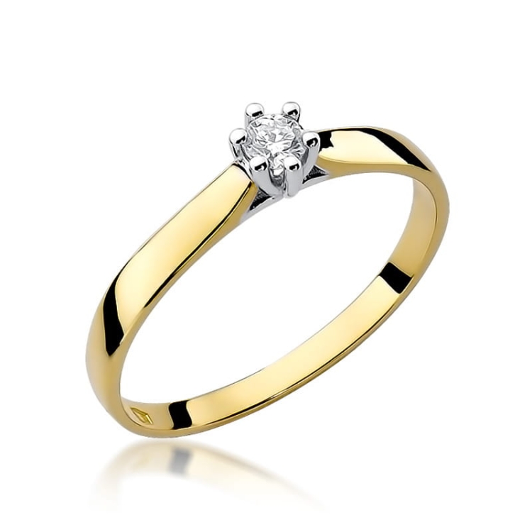 Pierścionek zaręczynowy z żółtego złota z brylantem 0,08ct Fire Of Love