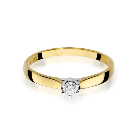 Przejdź do produktu Pierścionek zaręczynowy z żółtego złota z brylantem 0,08ct Fire Of Love 