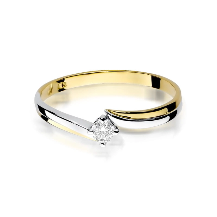 Pierścionek zaręczynowy z żółtego złota z diamentem 0,10ct Fire Of Love