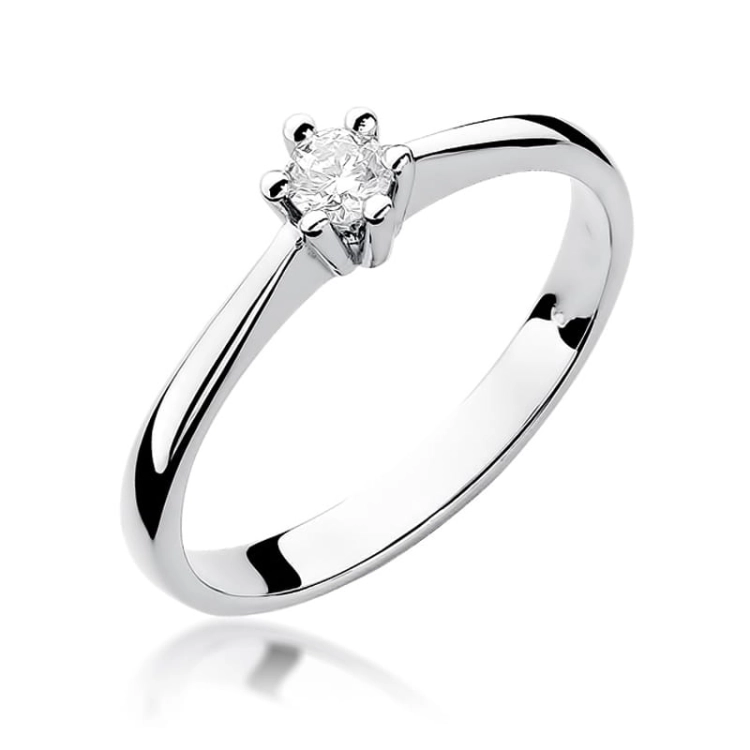 Pierścionek zaręczynowy z białego złota z brylantem 0,15ct Fire Of Love