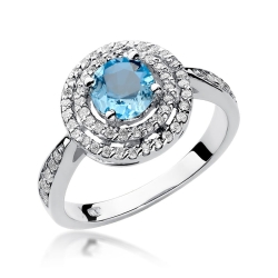 Pierścionek zaręczynowy z białego złota z topazem i diamentami 0,38ct Fire Of Love