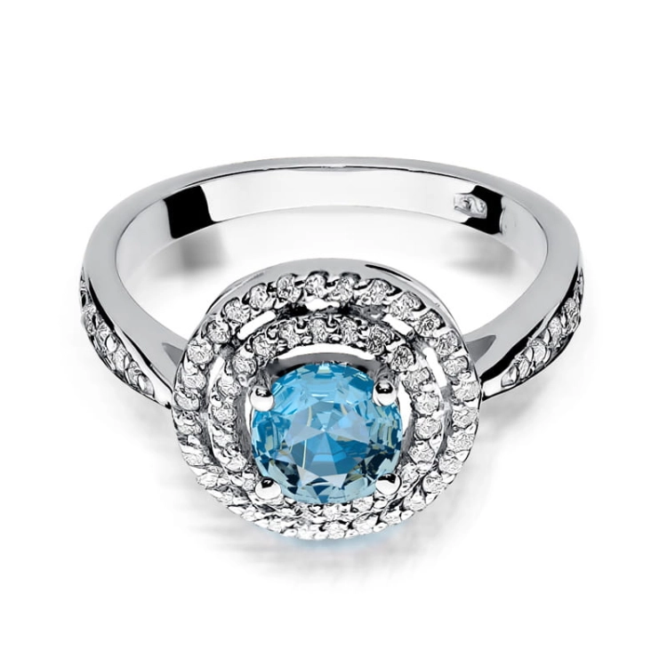 Pierścionek zaręczynowy z białego złota z topazem i diamentami 0,38ct Fire Of Love